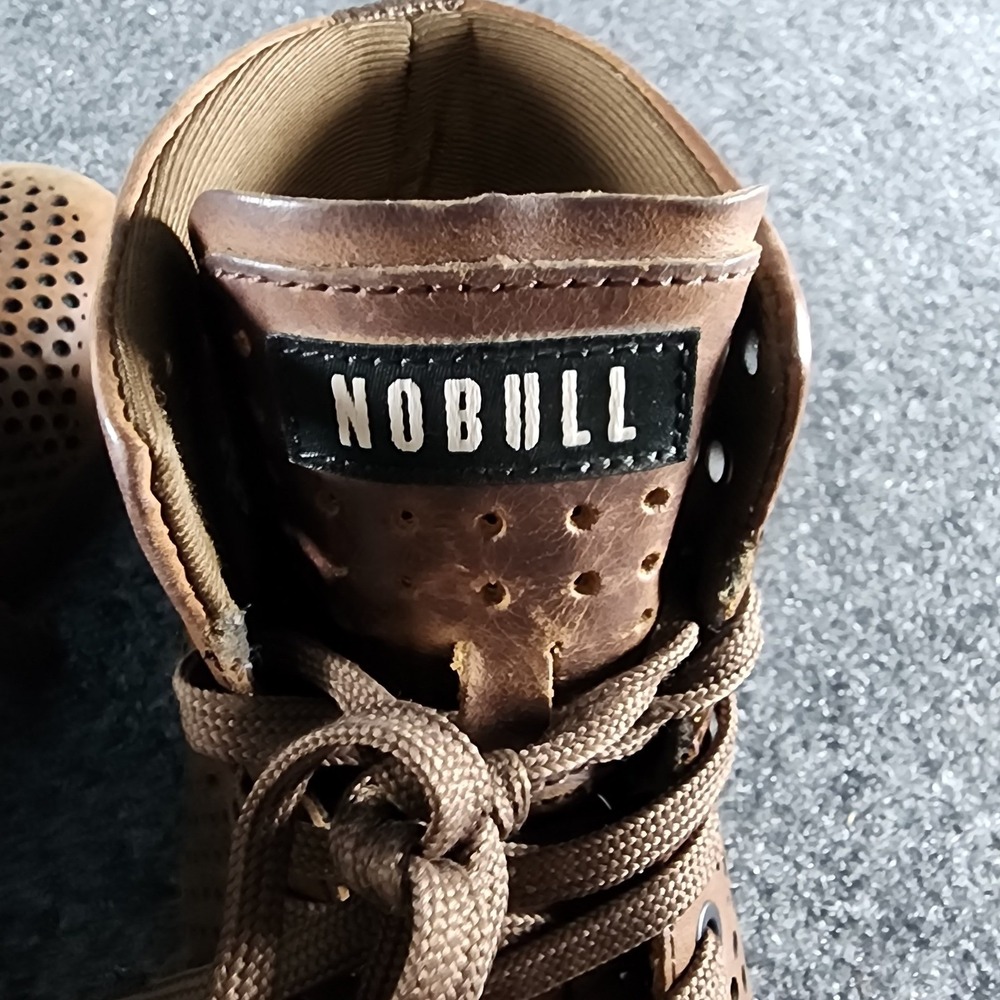 NOBULL High-Top Perforated Leather Trainers Brown Gum‎ Sole Womens 7.5 - Picture 5 of 7